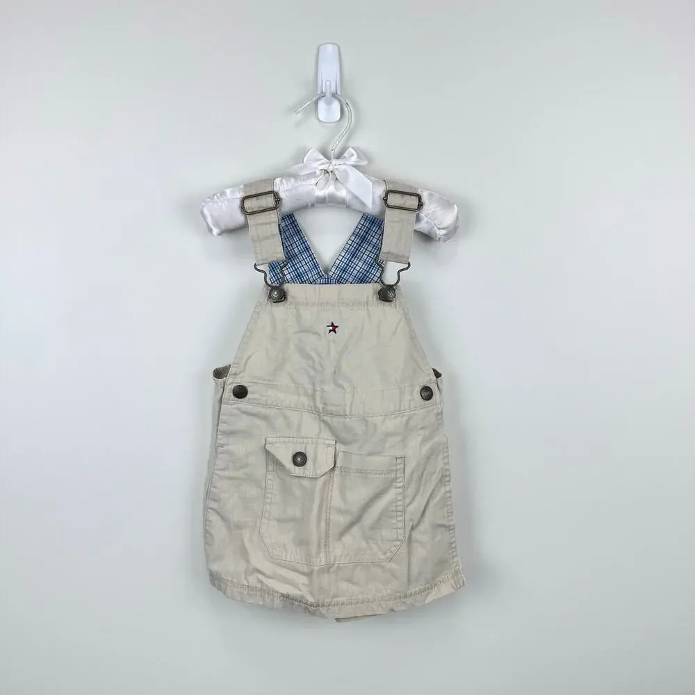 Vintage Y2K Tommy Hilfiger Khaki Jumper Dress 12-18 Months